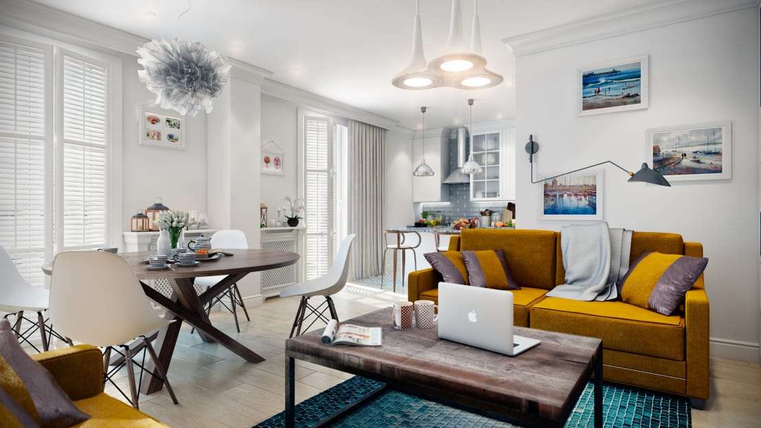 Дизайн двухкомнатной квартиры: индустриально стильный интерьер