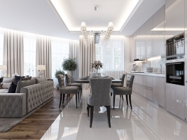 Дизайн 4-х комнатной квартиры в ЖК "Адмирал" в стиле современная классика
