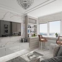 Дизайн студии в ЖК "Белый Ангел" в стиле неоклассика