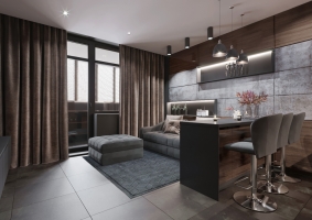 Дизайн студии в стиле лофт. ЖК Крепостной вал